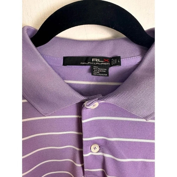 Ralph Lauren men's RLX purple stripe polo size large #0706 - Picture 4 of 5